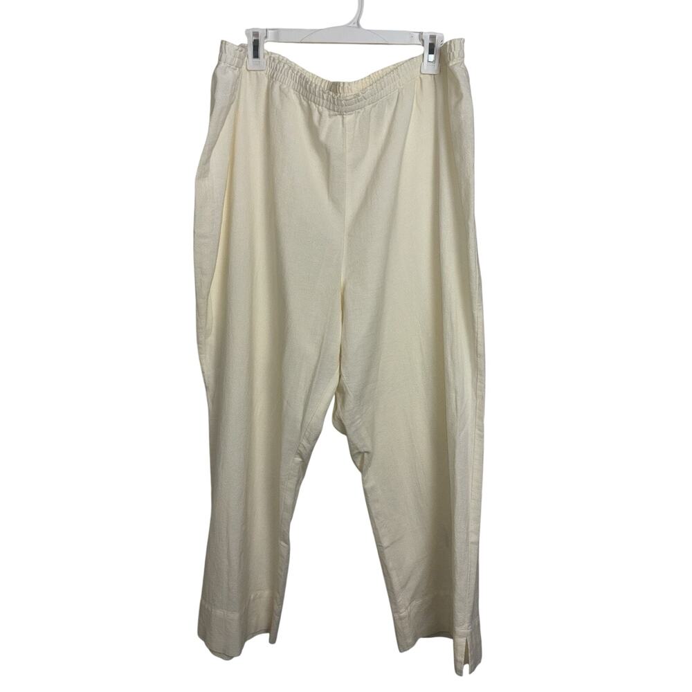 Soft Surroundings Cream Wide Leg Cotton Pull On Pants Size 2XP Beach Casual